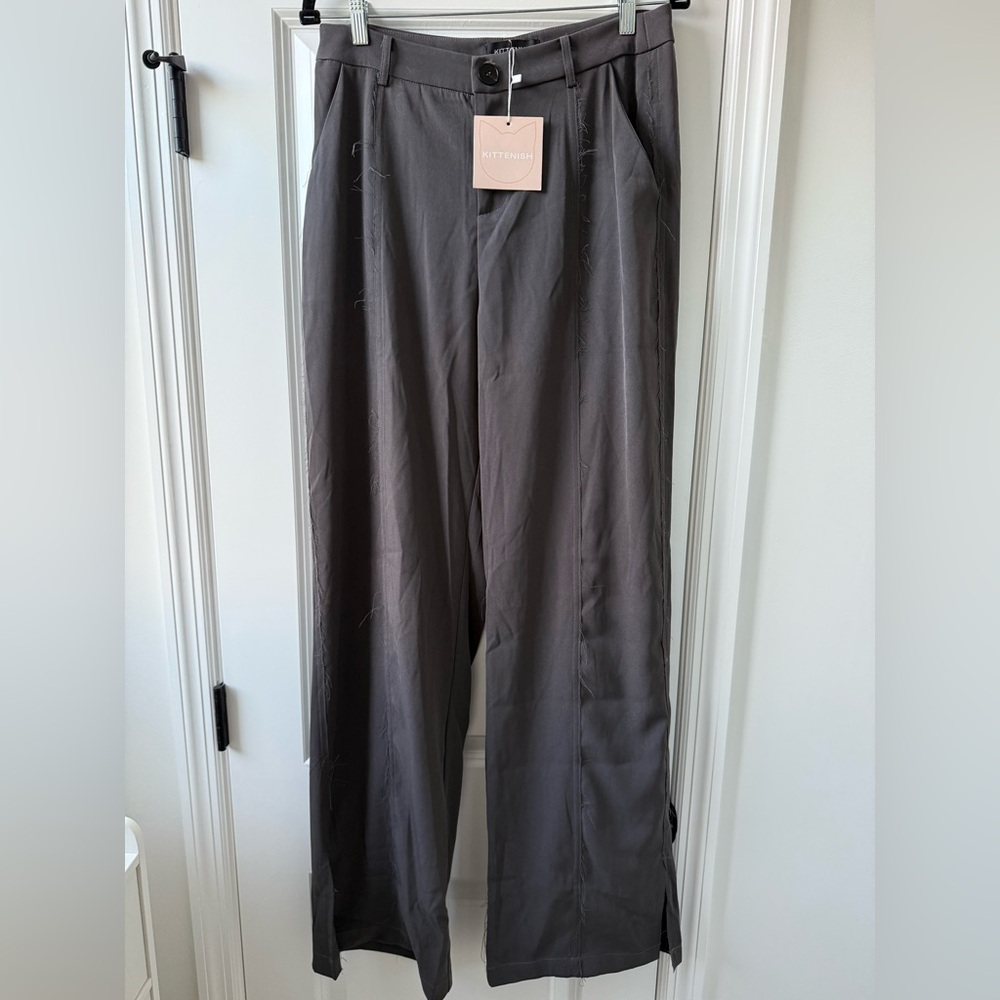 Kittenish Charcoal Fringe trouser/dress pant